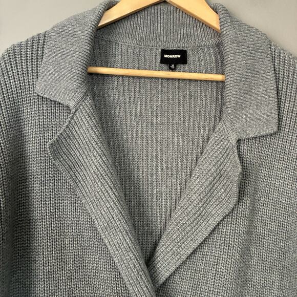 MONROW Sweater Double Breasted Knit Cardigan Size M Blazer Wool Cotton $285 - Picture 7 of 14
